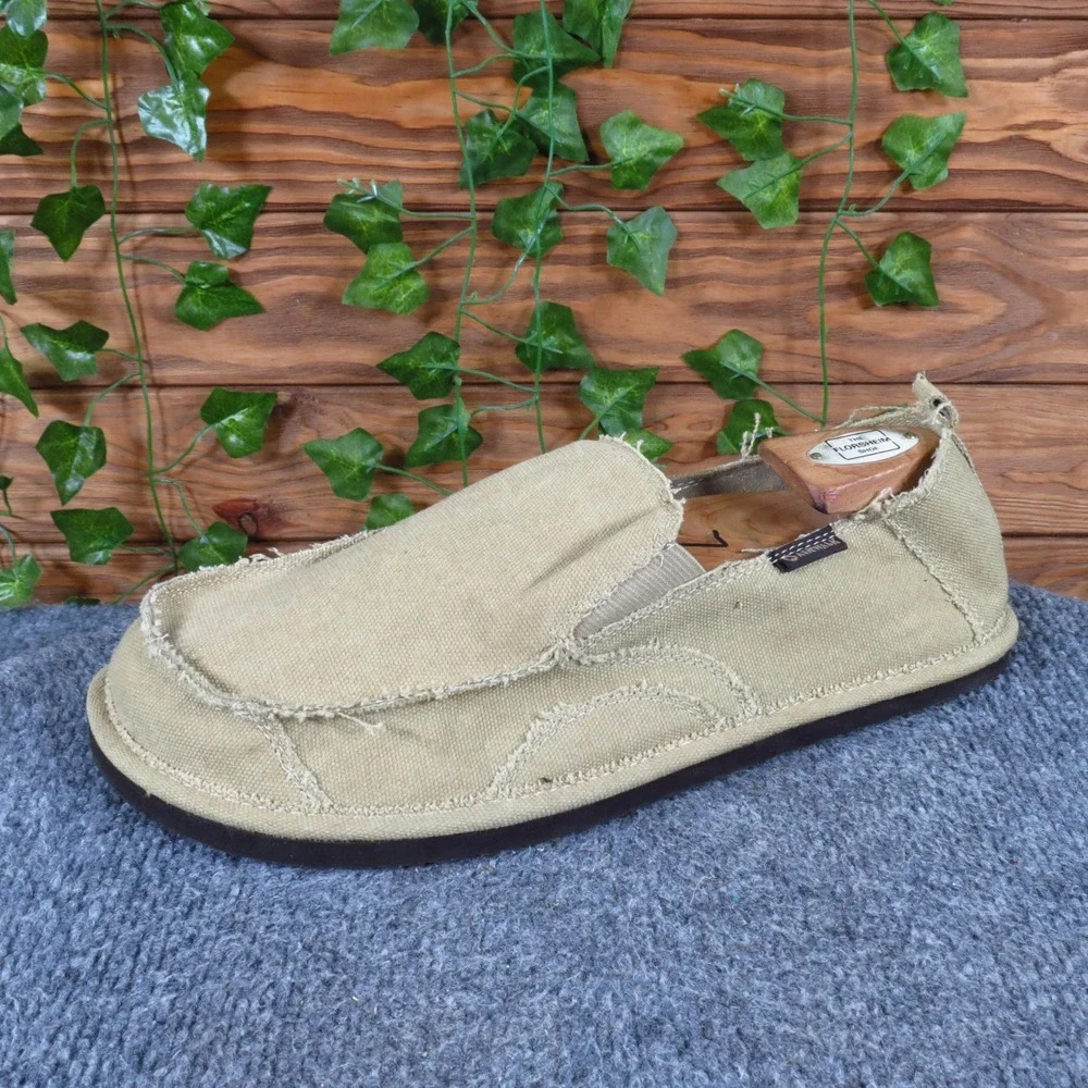 Airwalk Mens Canvas Slip On Loafer Shoes Size 11 Everyday Comfort Tan Canvas